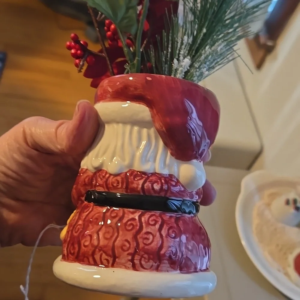 SANTA candy cane holder flower arrangement.